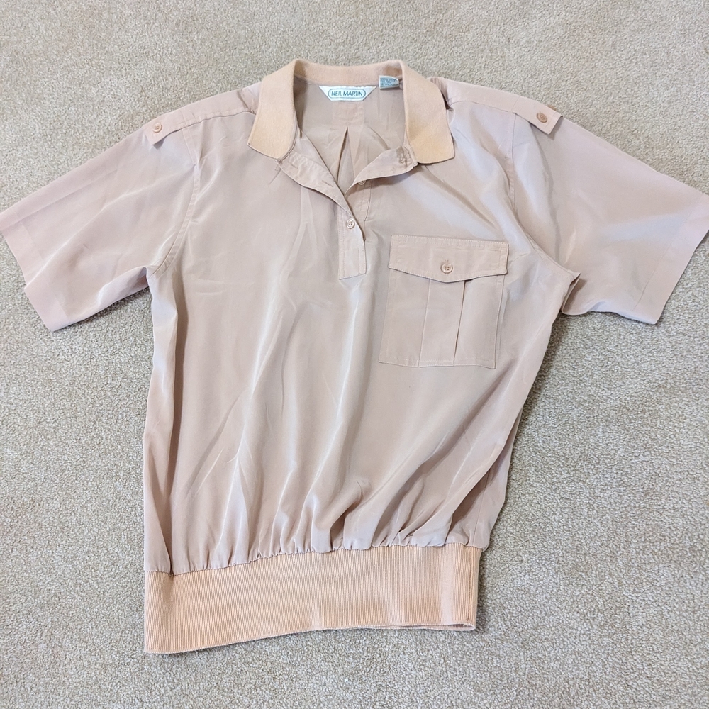Beige Short Sleeve Polo Shirt